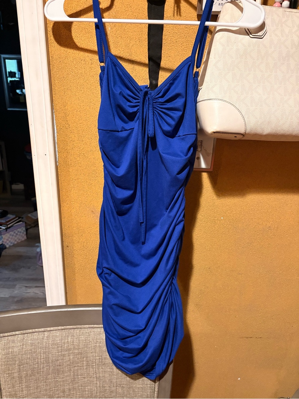 Cobalt Ruched Spaghetti Strap Maxi Dress